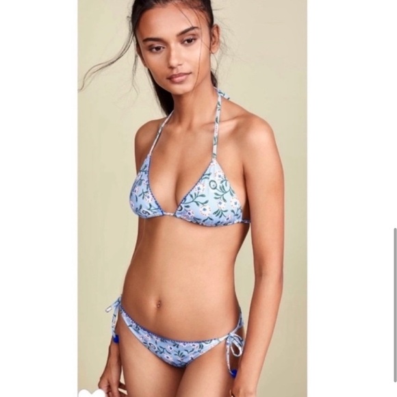 Poupette St. Barth Bikini Top in Orange/Green. - Picture 5 of 6